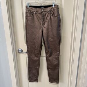 Express Metallic Bronze Faux Leather Pants